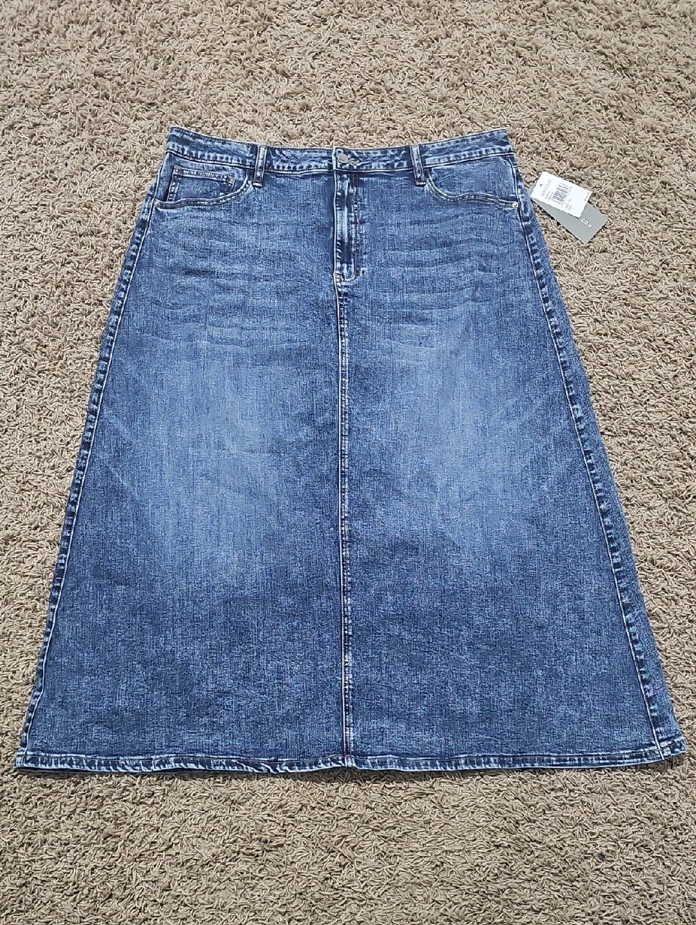 NWT Wash Lab Selma Long Skirt Denim Maxi Jean Remi Blue 34 Ankle Length
